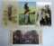 3 Old Cowboy and Indian Post Cards and Sioux Indian Chief Stereoview Card