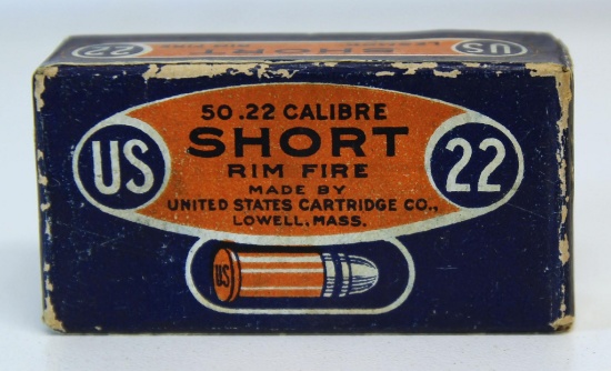 Full Vintage Box U.S. Cartridge Co. .22 Short Lesmok Cartridges