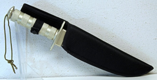 Survival Knife and Sheath, 9" Blade, Compass and Survival Items in Handle