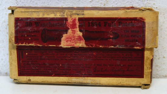 Full Vintage Two Piece Box Winchester .30 Winchester Model 1894 Full Patch 170 gr. Cartridges, Box