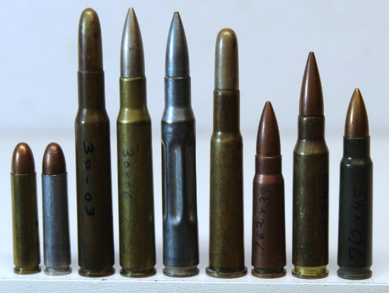 Mixed Lot Military Collector Cartridges - .30 M1 Carbine, .30 M1 Carbine Dummy Round, .30-03,