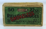 Full Vintage Two Piece Box Winchester .22 Short Smokeless Target Cartridges
