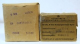 Full Vintage Box 48 German 9 mm Cartridges Dated 1955 and Full Vintage Box 64 9 mm Luger Cartridges