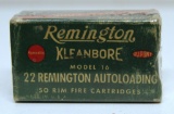Full Vintage Box Remington .22 Remington Auto-loading Cartridges for Model 16
