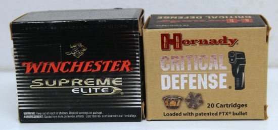 Full Box 20 Hornady Critical Defense .45 Colt 185 gr. FTX and Full Box of 20 Winchester Supreme
