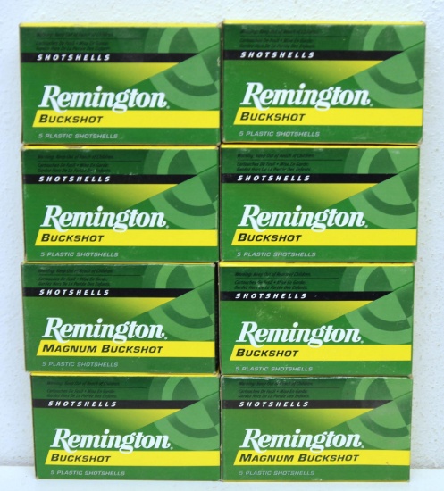 8 Full Boxes 5 Remington 12 Ga. 2 3/4" 9 Pellet 00 Buckshot Shotshells