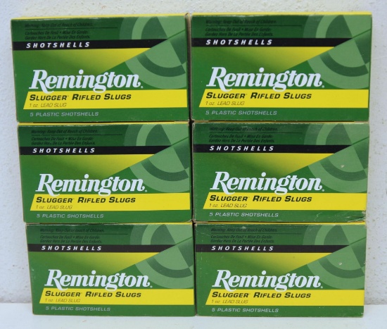 6 Full Boxes 5 Remington 12 Ga. 2 3/4" 1 oz. Slug Shotshells