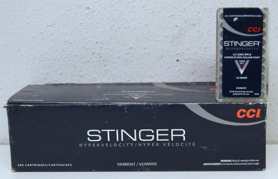 Full Brick 500 CCI .22 LR Stinger Cartridges