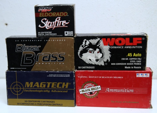 Full Box Black Hills Ammunition .45 ACP 230 gr. JHP and Full Box MagTech .45 ACP 230 gr. FMC and