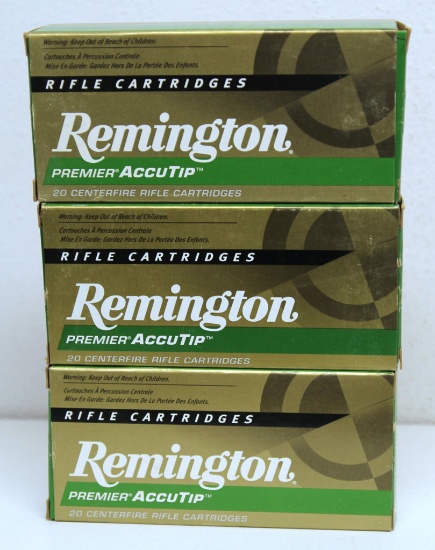 3 Full Boxes Remington Premier AccuTip .221 Remington Fireball 50 gr. AccuTip-V Boat Tail Cartridges
