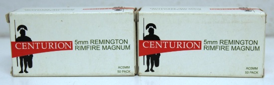 2 Full Boxes Centurion 5 mm Remington Rim Fire Magnum 30 gr. HP Cartridges