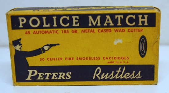 Full Vintage Box Peters Police Match .45 Automatic Cartridges