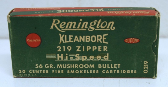 Full Vintage Box Remington .219 Zipper 56 gr. Cartridges
