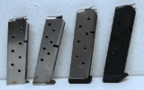 4 Different 1911 .45 Auto Magazines - 1 Marked Colt, 1 Marked S&W, 1 Marked J&J, 1 Unmarked