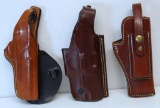 3 Leather Holsters for Semi-Automatic Pistols - Triple K 43-67, Triple K 39-10, Hunter 4806 over