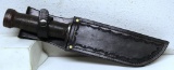 Cattaraugus No. 2250 Military Fighting Knife with Custom Leather Sheath, 6