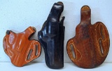 3 Leather Revolver Holsters - DE over Santis 001 over 02, Biancchi #5BHL, S&W 38/357 and Ray's