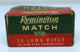 Full Vintage Box Remington Match .22 LR Cartridges, Some Tape on Box