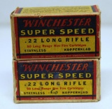 2 Full Vintage Boxes Winchester Super Speed .22 LR Cartridges