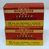 2 Full Vintage Boxes Winchester Leader .22 LR Cartridges