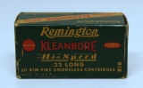 Full Vintage Box Remington Hi-Speed .22 Long Hollow Point Cartridges