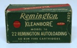 Full Vintage Box Remington .22 Remington Auto-loading Cartridges for Model 16 Remington