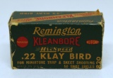 Full Vintage Box Remington 22 Klay Bird .22 LR Shot Cartridges