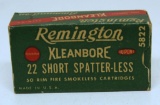 Full Vintage Box Remington 22 Short Spatter-less .22 Short Cartridges