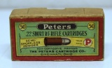 Full Vintage Sealed Two Piece Box Peters .22 Short Cartridges