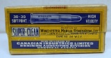 Full Vintage Sealed Two Piece Box C-I-L Dominion Super-Clean .30-30 WCF Soft Point Cartridges
