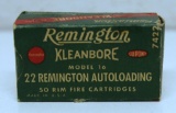 Full Vintage Box Remington .22 Remington Auto-loading Cartridges for the Model 16