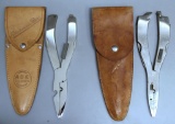 2 Pairs Solingen Germany Fisherman's Pliers Multi-Tool with Leather Sheaths