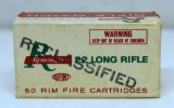 Full Vintage Box Remington Rifle Match .22 LR Cartridges, Box Stamped Reclassified