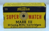 Full Vintage Box Western Super Match Mark III .22 LR Cartridges