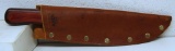 Unmarked Custom Made Fixed Blade Hunting Knife with Leather Sheath, 5 5/8