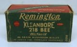 Full Vintage Box Remington .218 Bee .45 gr. Cartridges