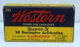 Full Vintage Box Western .30 Remington Auto-loading 110 gr. Cartridges