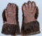 Pair Old Beaver Skin Rabbit Fur Lined Gloves