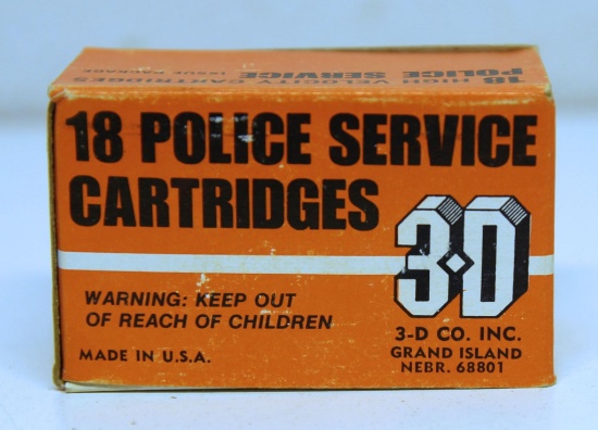 Full Box 3-D 18 Police Service Cartridges .38 Special