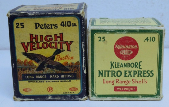 Partial Vintage Box of 12 Peters High Velocity .410 Ga. 3" and Partial Vintage Box of 5 Remington