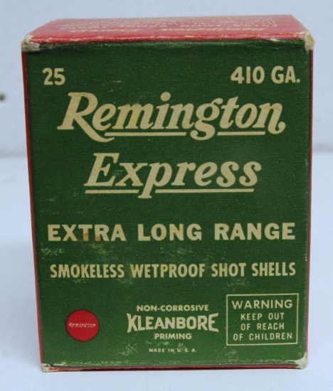 Full Vintage Box Remington Express Extra Long Range .410 Ga. 3" Shotshells with Warning