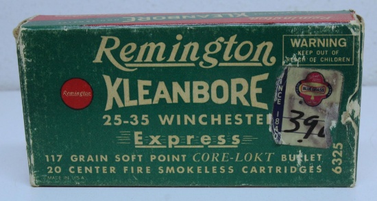 Full Vintage Box Remington Express .25-35 Winchester 117 gr. SP Cartridges