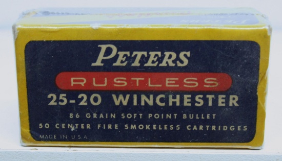 Full Vintage Box Peters Rustless .25-20 Winchester 86 gr. SP Cartridges