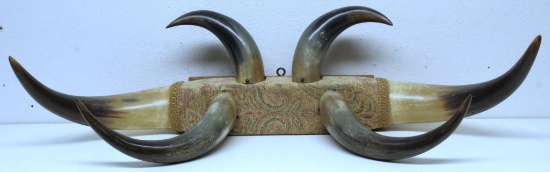 Vintage Cowboy Western Horn Hat Rack, 27" Wide