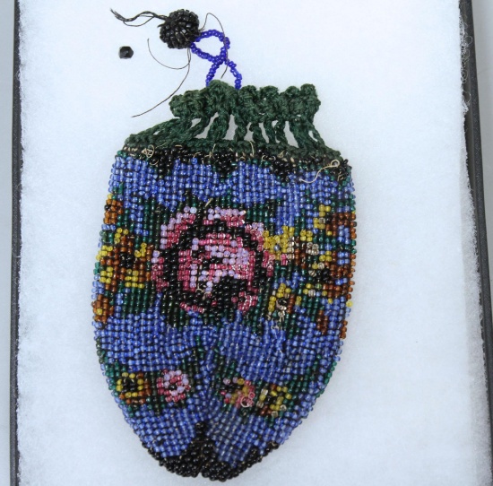 Small Beaded Indian Purse, Approximately 3" x 4"