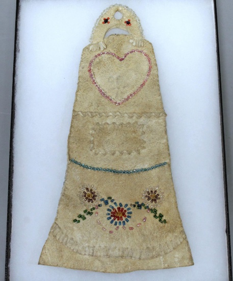 Cree Indian Beaded Pocket Pouch, Late 1800's, 6" Wide at the Bottom, 10 1/2" Long