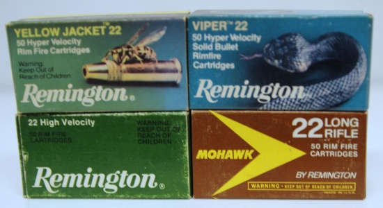 3 Different Full Boxes Remington .22 LR Cartridges - Viper 22, Mohawk, Yellow Jacket and 1 Full Box
