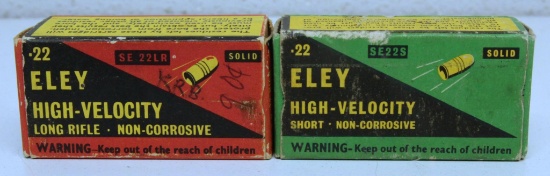 2 Full Vintage Boxes Eley High-Velocity Cartridges - .22 LR and .22 Short