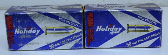 2 Full Vintage Boxes Holiday Cartridges - .22 Long and .22 LR