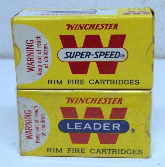 Full Vintage Box Winchester Super Speed .22 LR and Full Vintage Box Winchester Leader .22 LR